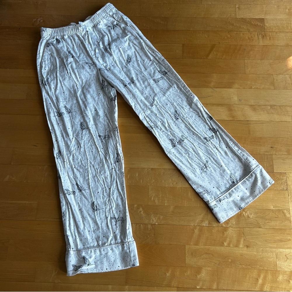 Banana Republic Wide Leg, Flannel, Tiger Lounge Pant, White, Black, Size XS